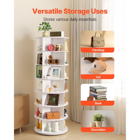 VEVOR Schuhregal Schuhschrank für 28 Paar Schuhe (7-stöckig) 360° drehbar, platzsparende Schuhaufbewahrung, Schuhablage für Schlafzimmer Wohnzimmer Eingangsbereich, Weiß 598 x 598 x 1620 mm