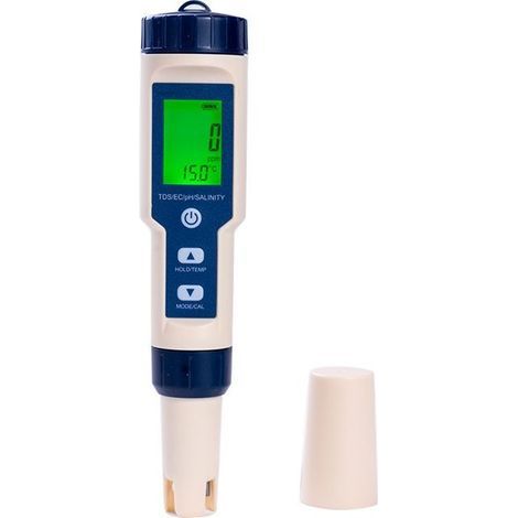 PH mètre électronique 5 en 1 avec TDS EC salinité température pH Testeur Multi-paramètres étanche IP67 de Haute précision pH-mètre de l'eau Compensation Automatique de la température (1/5)