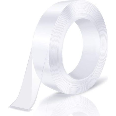 Ruban adhésif double face nano 0,5 mm d'épaisseur 10 mm de large 1 m de long 1 pièce avec colle magique adhésive transparente pour coller des objets (1/5)