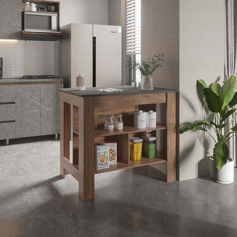 Meuble de cuisine Paris en mélaminé Paris avec 4 meubles et 2 étagères (1/5)