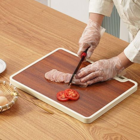 Planche à découper double face avec support, planche à découper réversible pour fruits et légumes, avec aiguiseur intégré, facile à nettoyer (1/4)