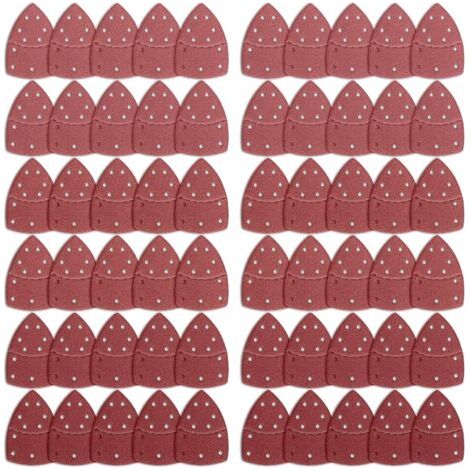 Pair - 60 Feuilles Abrasives pour Ponceuse,Triangles Papier Poncage Ponceuse Mouse,Papier Abrasif pour Ponceuse à Souris pour Ponceuses Bosch Multi-Sander,11 trous assortis Grain 40/60/80/120/180/240 (1/4)