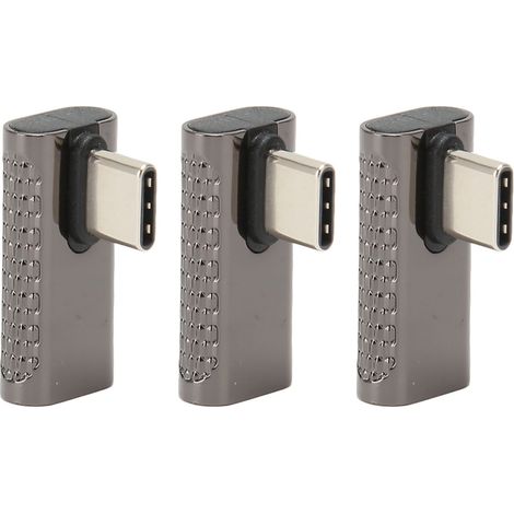 Lot de 3 adaptateurs USB-C coudés femelle-mâle, 20Gbps, 8K 60Hz, Type C 4.0, angle central pour PC et téléphone (1/5)