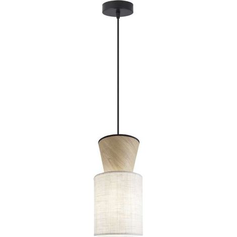 Colgante 1 luz modelo Aosta acabado beige/madera, 18cm(alto) 15cm(ancho) 15cm(fondo) (1/2)