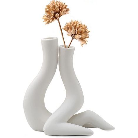Vase Decoratif, Vase Blanc ceramique, Vase Moderne pour Pampa, Couple Amoureux en Céramique (1/5)