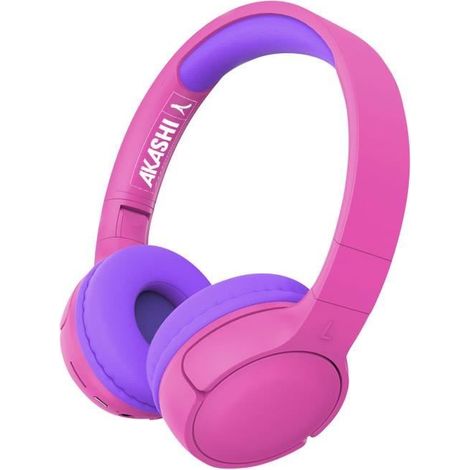 Casque Bluetooth 5.0 - Akashi - Enfant - Autonomie 8h - Pliable - Rose/Violet (1/5)