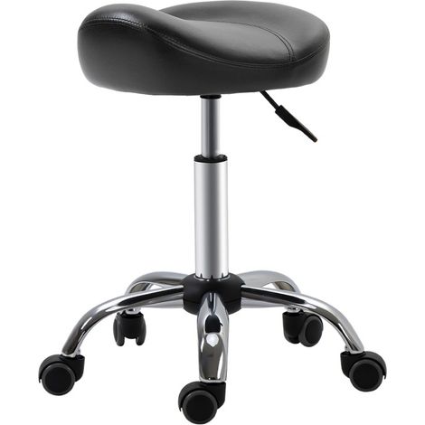 Taburete de trabajo regulable con ruedas giratorias de polipiel negra 48 x 48 x 54-69 cm MODENUIT (1/5)