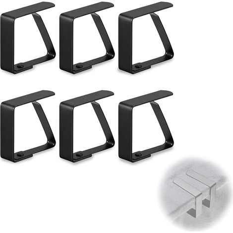 Pince Nappe Table 6 pièces en Acier Inoxydable 7 cm - Pinces pour Nappe de Table Robustes et élégantes pour Table à Manger, Pique-Nique, fête, Mariage et événements spéciaux (Noir) (1/5)