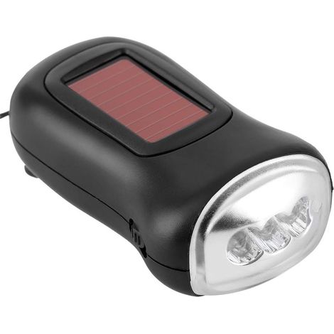 Kit de lampe torche d'urgence - Lampe torche portable - Lampe torche à dynamo - Lampe torche d'urgence manuelle - Plastique - Noir (1/5)