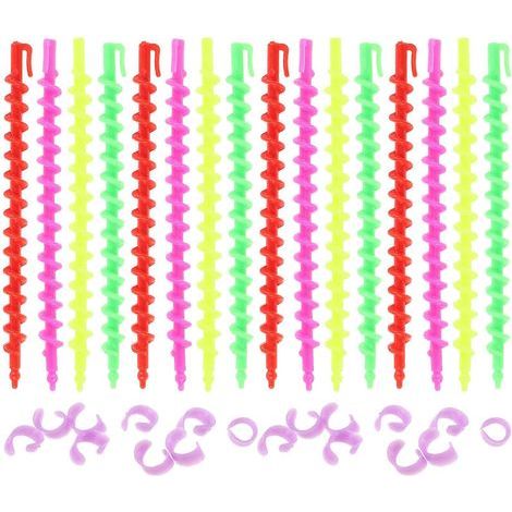 26 bigoudis spiralés pour permanente, pour coiffure et coiffage.-15.00X1.20X1.20CM-Colorful (1/3)