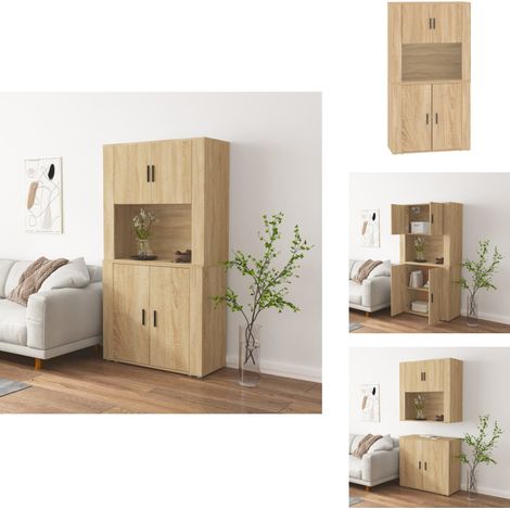 Buffet haut Chêne sonoma Bois d'ingénierie - Buffet Design - Buffet Moderne - Buffet En Bois - Buffet Rangement - Buffet Mural (1/5)
