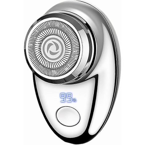 Elektrischer Herrenrasierer mit Digitalanzeige, USB-aufladbar, Mini-Reiserasierer, tragbar, kabellos-Silver (1/5)