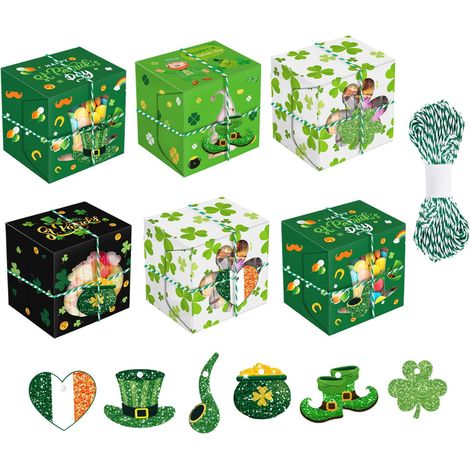 Boîte Cadeau Saint-Patrick - Fenêtre Transparente - 10 x 7,5 x 10 cm - Pour Chocolats Bonbons Gourmandises - Lot de 12 (1/5)