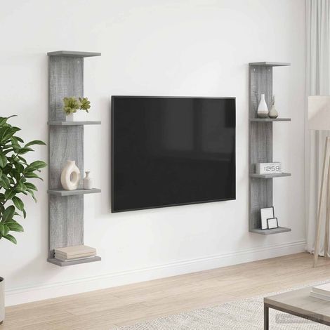 vidaXL Estante de pared 2 uds. Sonoma gris 22 x 15 x 100 cm (1/5)