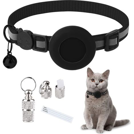 Compatible avec collier chat Airtag, collier chat avec sonnerie chat Airtag support anneau de sécurité Airtag étanche, collier chat anti-étouffement, collier chat personnalisé. (1/5)