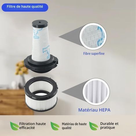 Filtres pour Rowenta X-FORCE FLEX 9.60 et X-NANO ESSENTIAL RH20xx, 2 Pré-filtres + 2 Filtres Moteur pour Rowenta X-FORCE FLEX 9.60, Remplacement pour ZR009010,ZR009012 (1/4)