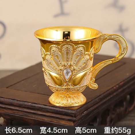 Verre à vin de style européen (doré), verre individuel pour vin blanc, fabrication artisanale en métal.