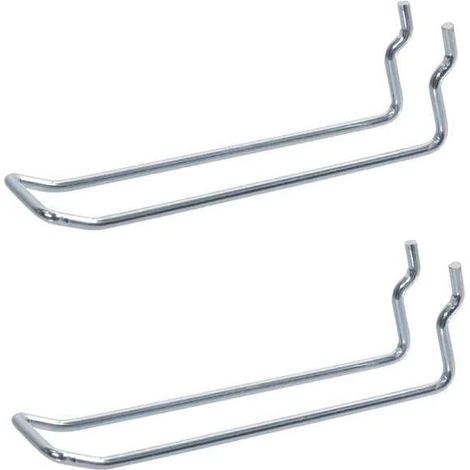 Cyclingcolors – Lot de 2 crochets rayonnage double en acier 120mm – Pour panneaux perforés – Capacité de charge élevée – Fixation robuste (1/2)