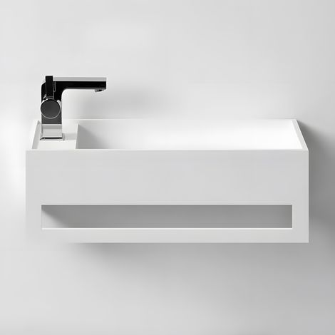 EASY 50 DROITE - Lave-mains suspendu en Solid Surface 50 x 30 x 20(h) cm (1/4)