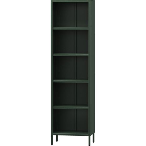 Jan Nowak Bücherregal Mario Wandregal mit 5 offenen Fächern Aufbewahrungsregal Bücherschrank 4 höhenverstellbaren Einlegeböden (4x30 kg) und Wandmontage Metall Hochregal, 50 x 180 x 35 cm, Flaschengrü (1/5)