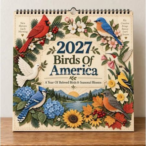 New 2027 Bird Wall Calendar - Beautiful Birds and Nature Year Desk Calendar