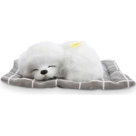 Peluche Chien Blanc Realiste avec Son, Jouet Doux pour Enfants - Dormant (1/5)