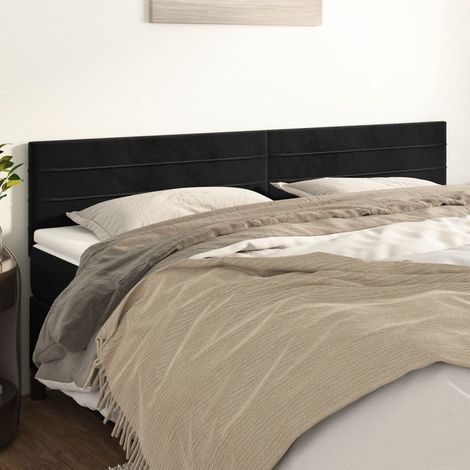 Kopfteile Schwarz 180x5x78/88 cm Samt