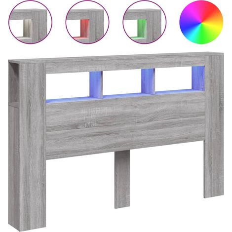 Maison Exclusive - Cabecero LED madera ingeniería gris Sonoma 160