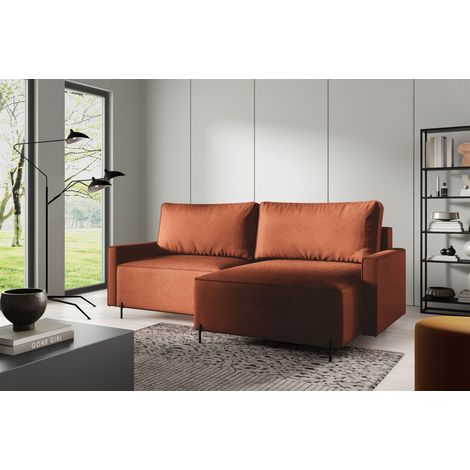 Ecksofa Schlafsofa Sofa BRAGA in Stoff Now or Never Rostbraun Ottomane Rechts (1/5)