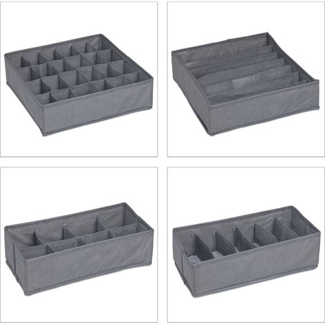 Set di 4 organizer per biancheria intima pratici contenitori modulari 9 x 32 x 32 cm in tessuto non tessuto beige 130011060
