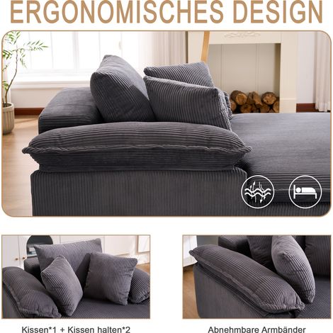 Canapé inclinable 46 cm de haut,design sans cadre,style intérieur,accoudoirs larges,confortable pour la lecture,sans installation.-Di