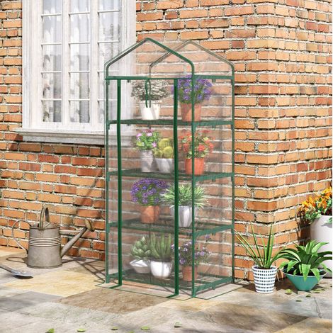 Invernadero mini con 4 estantes de acero 70x50x160 cm OKMYHOME (1/4)
