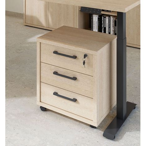 Caisson de bureau mobile contemporain chêne sable Lexos (1/5)