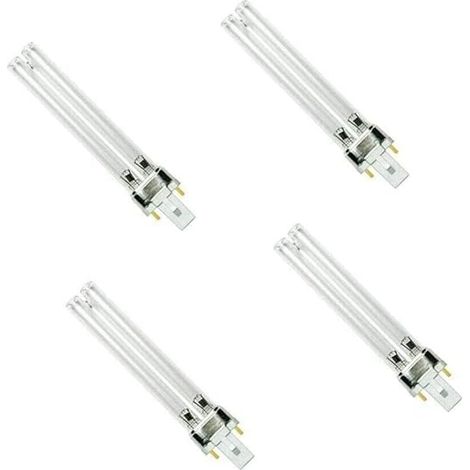 Lot 4 Ampoules UV 7W G23 à 2 Broches pour Filtre Étang et Aquarium Lampe UVC Remplacement Étanche Durable Clarificateur Eau Douce Eau Salée Filtration Stérilisation (1/4)