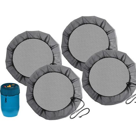 4x Regentonnen Netz 80cm – Abdeckung mit Kordelzug Laubschutz & Insektenschutz (1/5)
