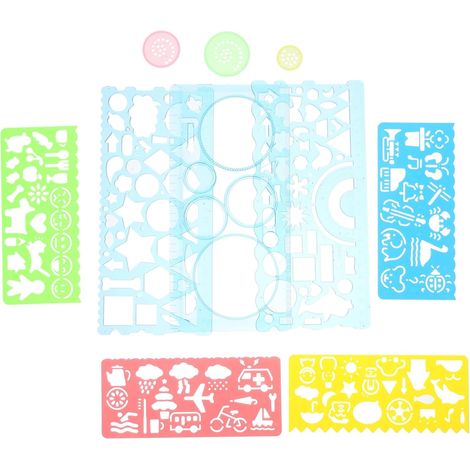 Gabarits et outils de dessin géométrique, ensemble en plastique (1/5)