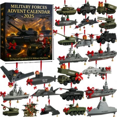 Calendrier De Lavent Militaire - 24 Pendentifs Acrylique 2D - Machines Militaires Legendaires - Pour Adultes - 1 Pièce