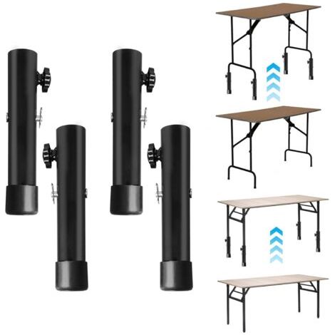 Ensemble de 4 pieds de table réglables en métal, rallonges pour pieds de table pliés ou droits de 20 cm avec accessoires de montage, pieds de meubles en métal pour meubles, tables et chaises (1/5)
