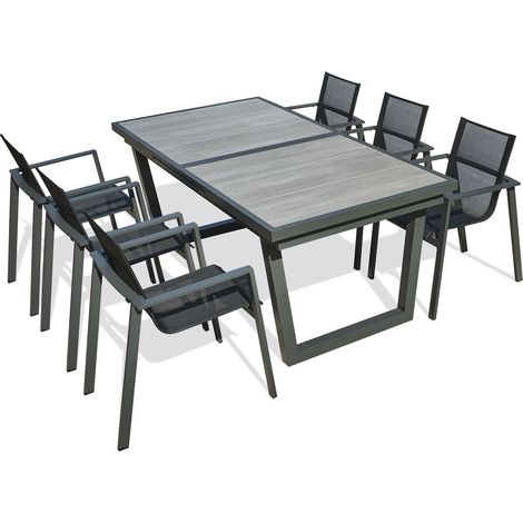 OLHOS - Conjunto de comedor de jardín 6 plazas de aluminio - DCB GARDEN