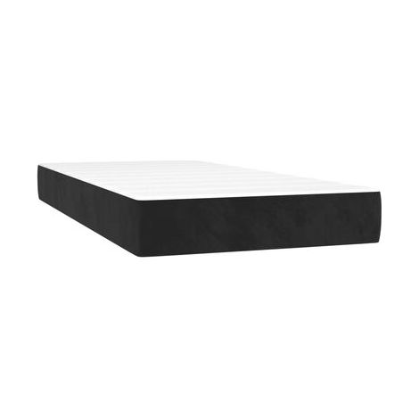 Cadre de lit et matelas noirs neigeux (80 × 200 cm, matière velours), velours doux et confortable, pour chambre, confort quotidien, assemblage rapide (1/5)