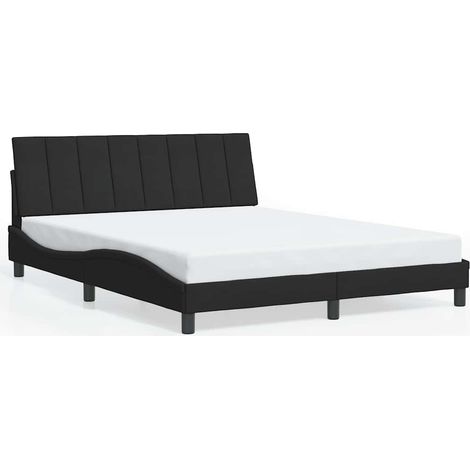 Lit double  Lit adulte  Cadre de lit sans matelas Hanko noir 160x200 cm velours (1/5)