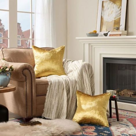 Housse De Coussin - Velours Polyester - 45 X 45 Cm - Pour Canapé Lit - Lot De 2 (1/4)