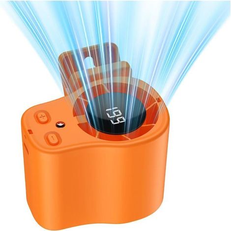 Ventilateur orange à pince - Écran LED portable, appareil de refroidissement, circulateur d'air, accessoire de ventilation à piles, (1/5)