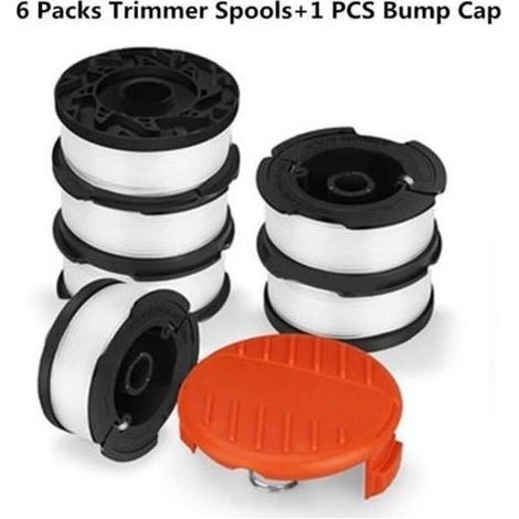 Paar Black + Decker AF-100 30ft 0.065" 6-teilige Trimmerfadenspulen + Spulenkappe (1/4)
