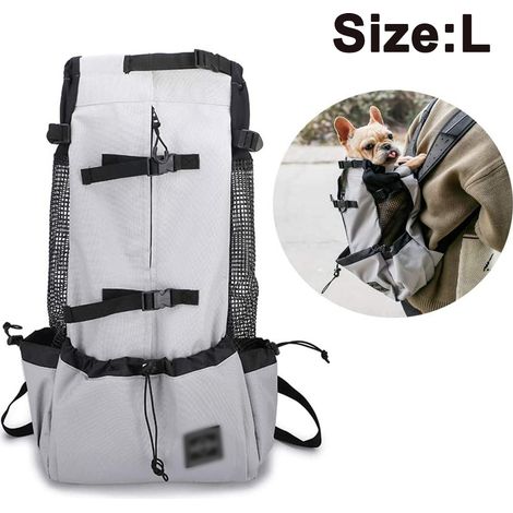 Sac à dos de transport pour chiens de petite et moyenne taille, porté face à l'avant, réglable et entièrement ventilé.
