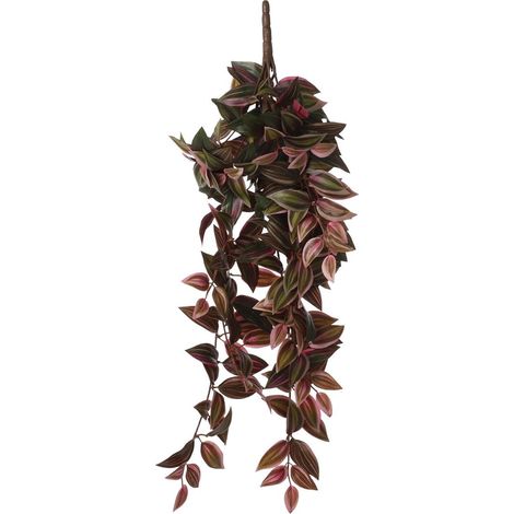 Plante artificielle suspendue Tradescantia feuillage vert blanc et rouge bordeaux 54 cm - PANGIVO (1/5)