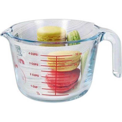 jarra medidora 1 litro cristal transparente con asa y vertedor 1000 cc quttin