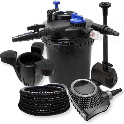 Kit de filtration à pression pour étang ou bassin pompe fontaine + skimmer / 30000L max UVC 18W