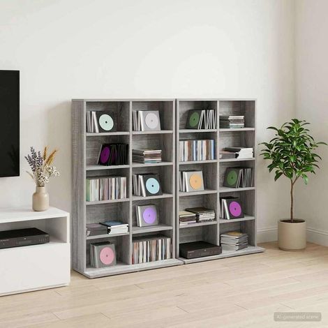 vidaXL CD Cabinet 2 pcs Grey Sonoma 65 x 23.5 x 97.5 cm (1/5)