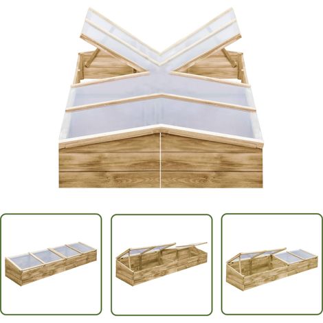 The Living Store Serres 2 pcs Bois de pin imprégné 200x50x35 cm - Serre De Jardin - Serre Bois - Serre Froide - Kit Serre - Jardin Potager (1/5)